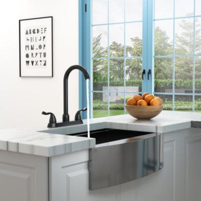Kitchen Sink Faucet With 2 Handles, 3-Hole Installation, Matte