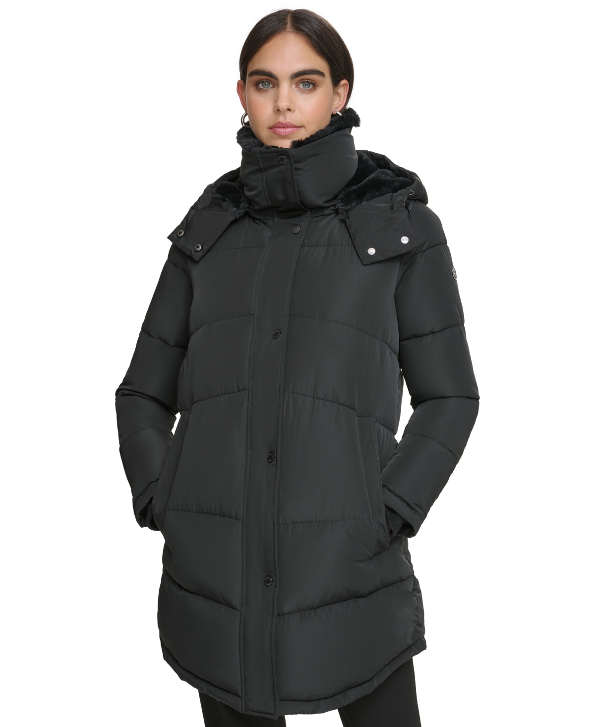 Calvin Klein Women's Faux-Fur-Trim Hooded Puffer Coat, Created for Macy's