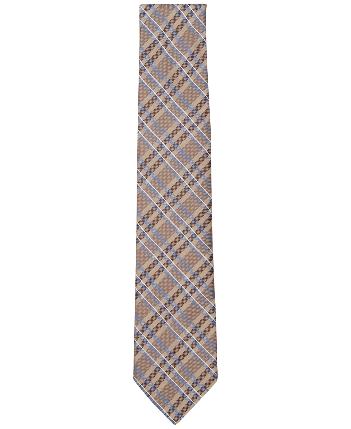 Shop Michael Kors Men's Malone Plaid Tie In Taupe