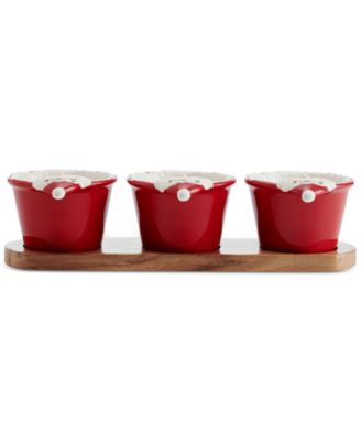 Santa Dip Bowls with Wood Base