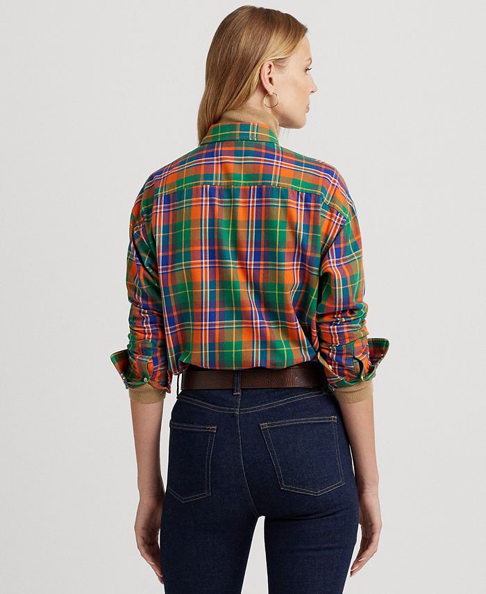 Lauren Ralph Lauren Women's Plaid Cotton Twill Shirt Macy's