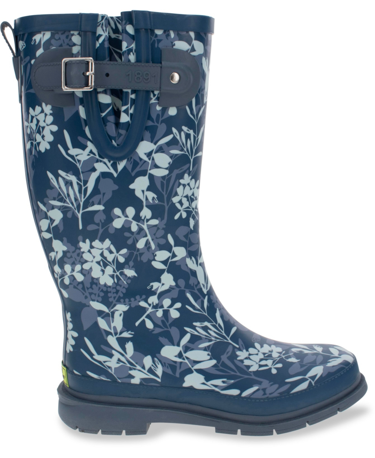 Women's Leafy Branches Tall Rain Boot - Navy