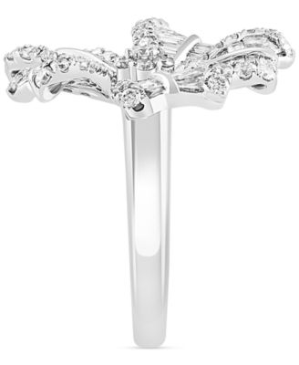 EFFY&reg; Diamond Baguette & Round Flower Statement Ring (1-7/8 ct. t.w.) in 14k White Gold