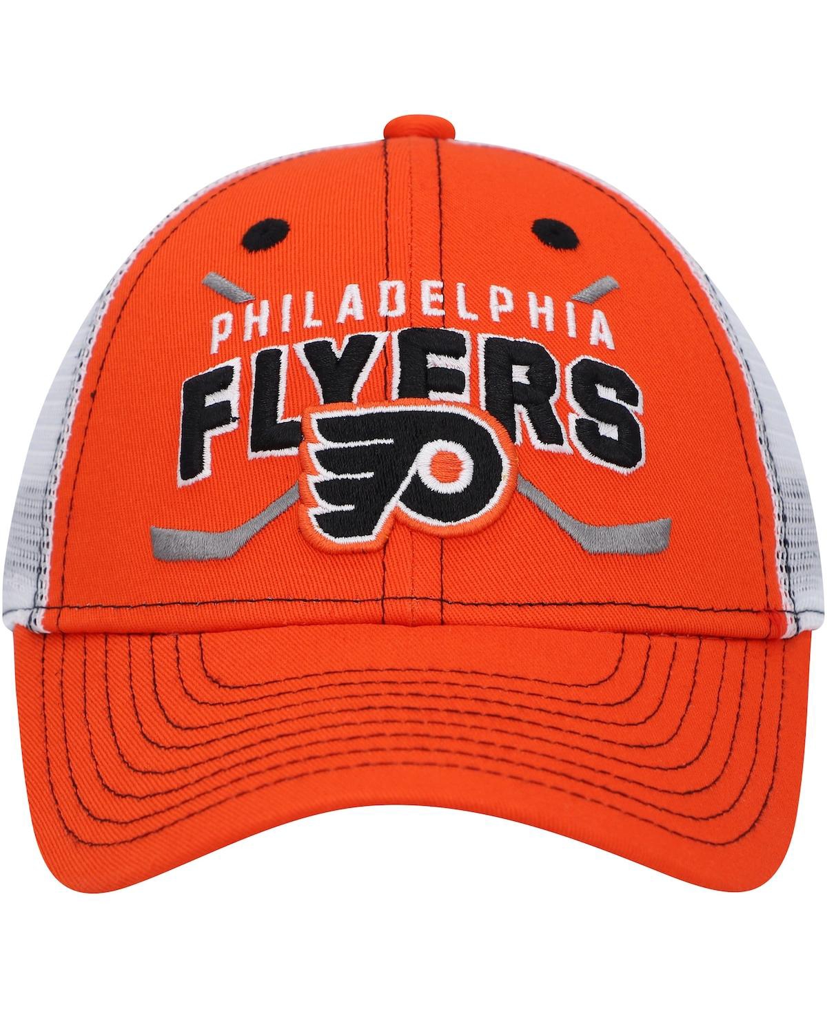 Shop Outerstuff Big Boys And Girls Orange, White Philadelphia Flyers Core Lockup Trucker Snapback Hat In Orange,white