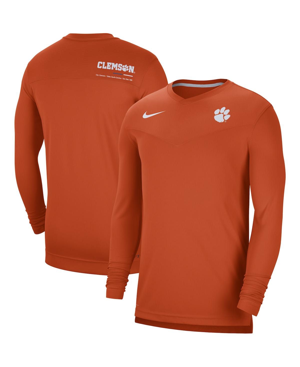 Shop Nike Men's  Orange Clemson Tigers 2022 Coach Performance Long Sleeve V-neck T-shirt