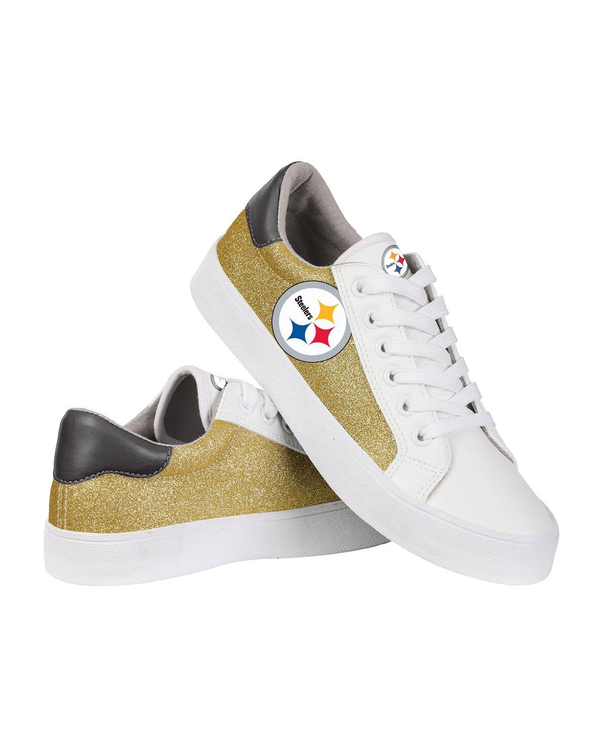 Women's Foco Pittsburgh Steelers Glitter Sneakers - White