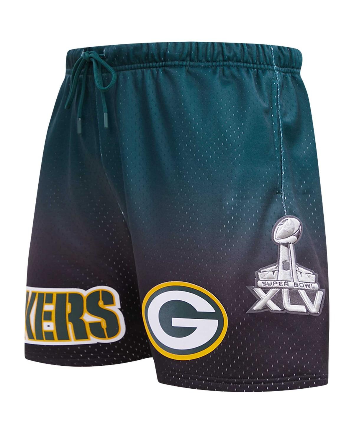 Shop Pro Standard Men's  Black, Green Green Bay Packers Ombre Mesh Shorts In Black,green