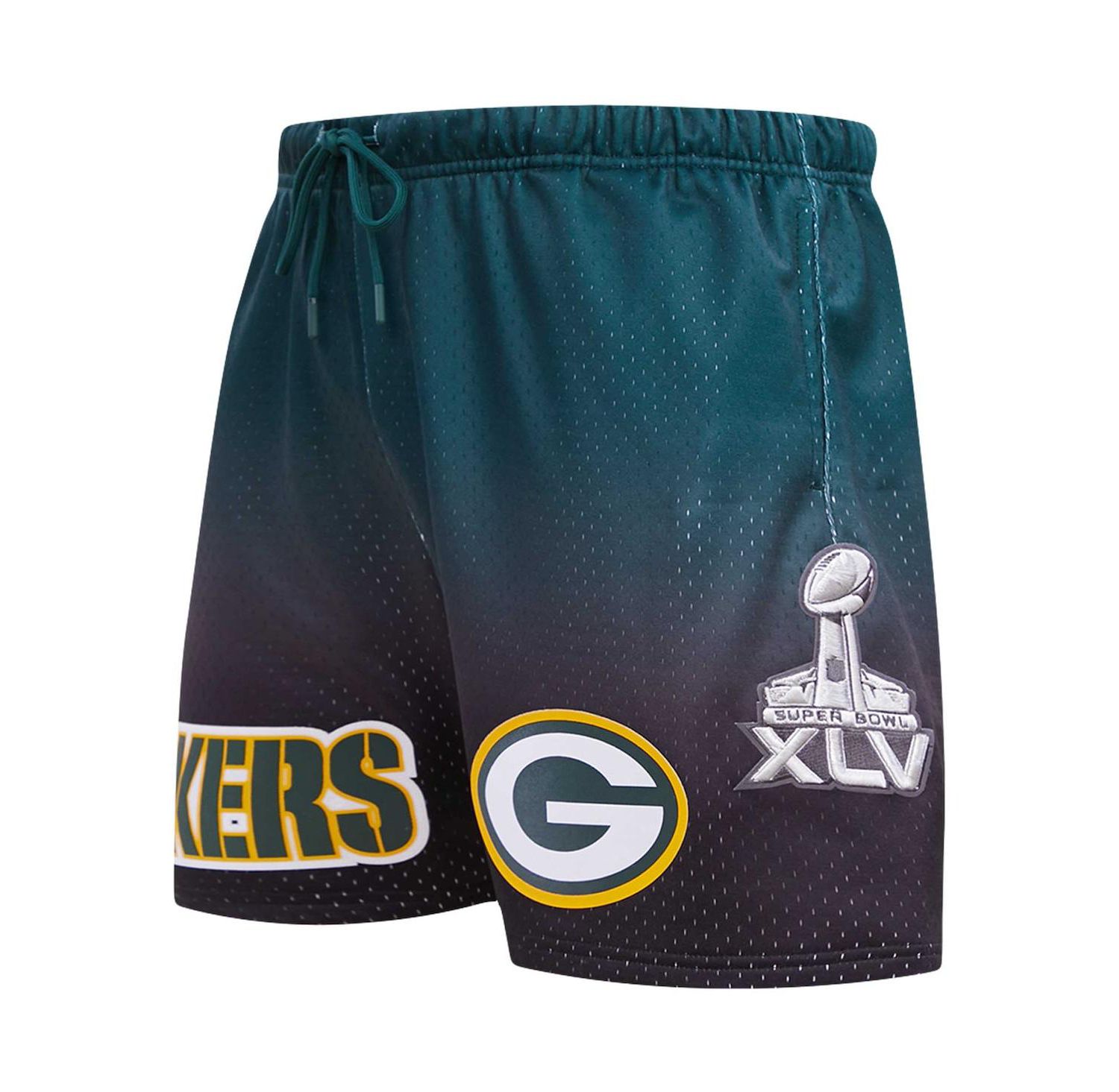 Men's Black, Green Green Bay Packers Ombre Mesh Shorts