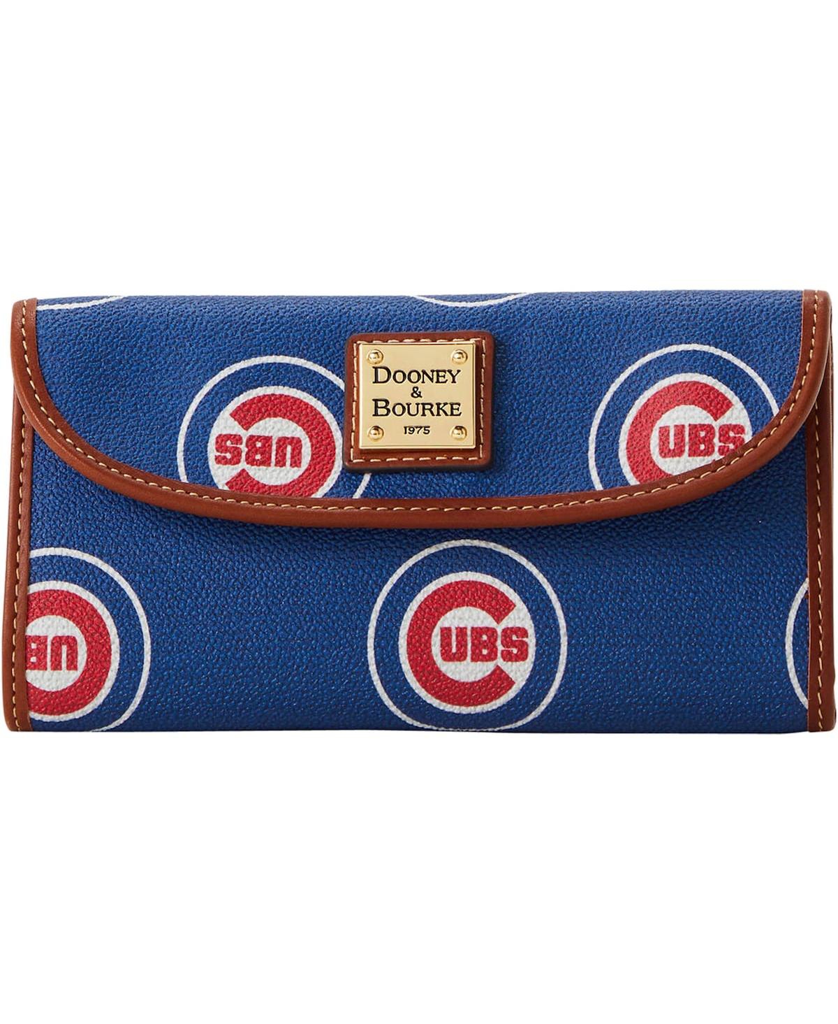 Shop Dooney & Bourke Women's  Chicago Cubs Sporty Monogram Continental Clutch In Navy,brown