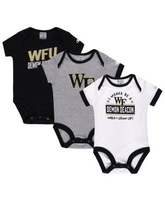 Infant Boys and Girls Black, Heather Gray Wake Forest Demon Deacons I Wanna Be Three-Pack Bodysuit Set