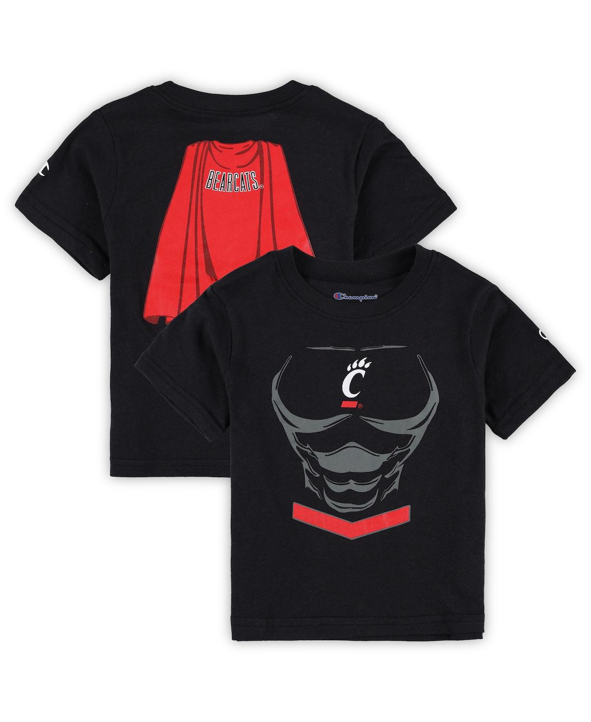 Shop Champion Toddler Boys And Girls  Black Cincinnati Bearcats Super Hero T-shirt