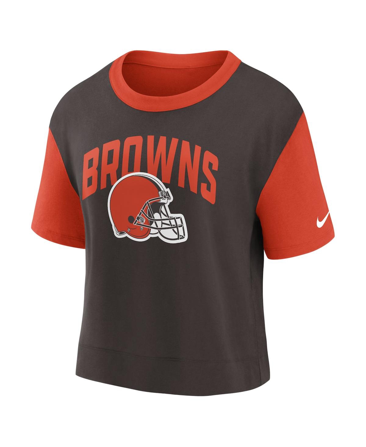 Nike Women's  Orange, Brown Cleveland Browns High Hip Fashion T-shirt In Orange,brown