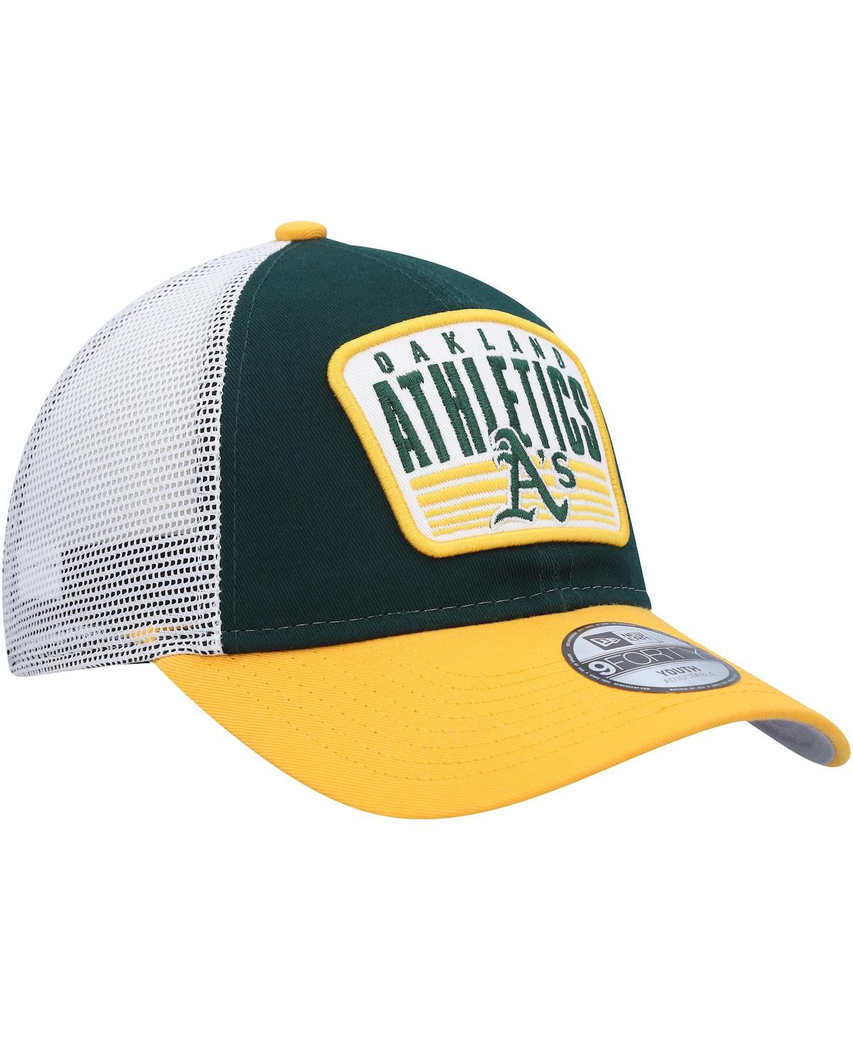 Shop New Era Big Boys  Green Oakland Athletics Patch Trucker 9forty Snapback Hat