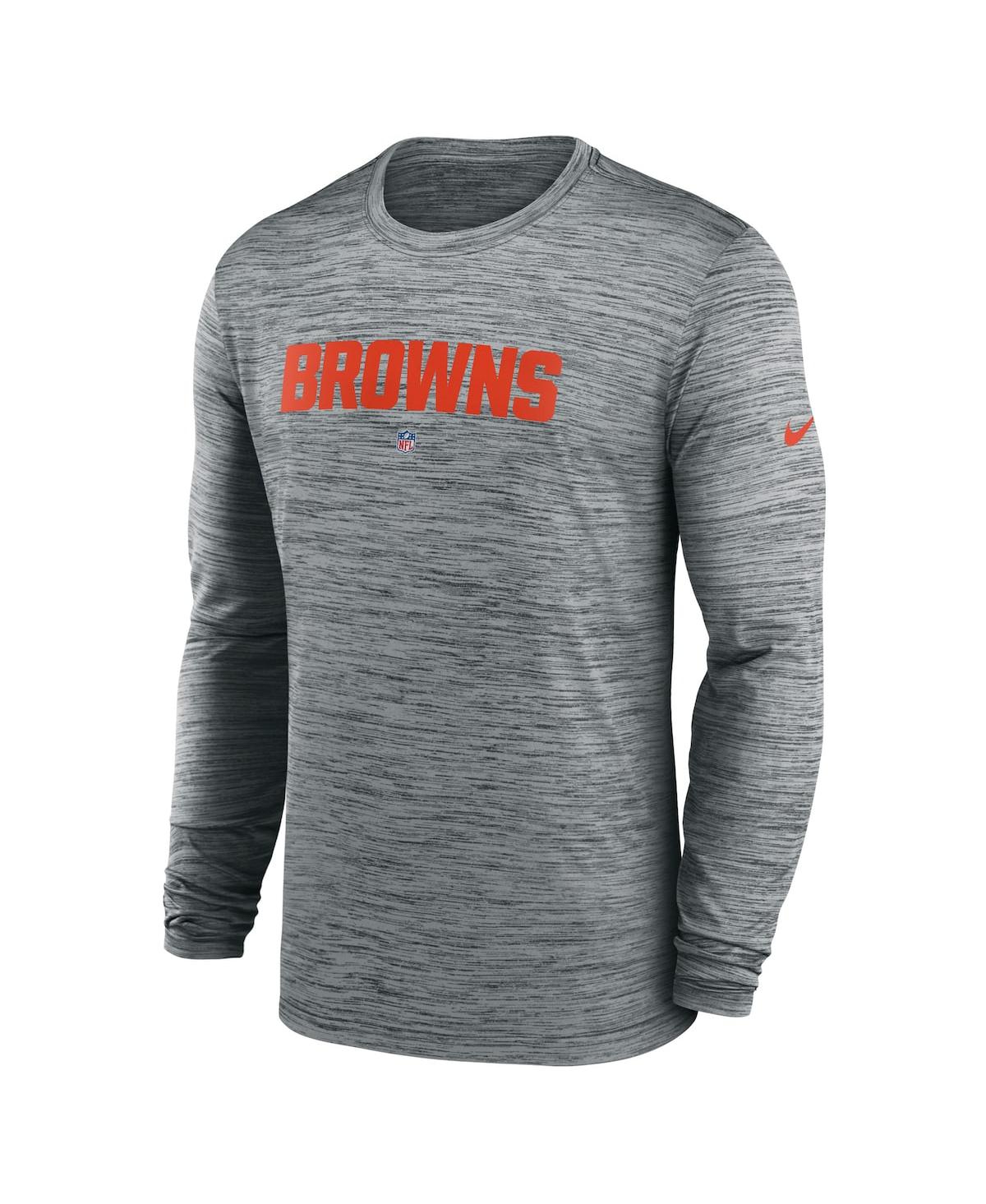 Men's NikeCleveland Browns Sideline Team Velocity Performance Long Sleeve T-shirt - Heather Gray