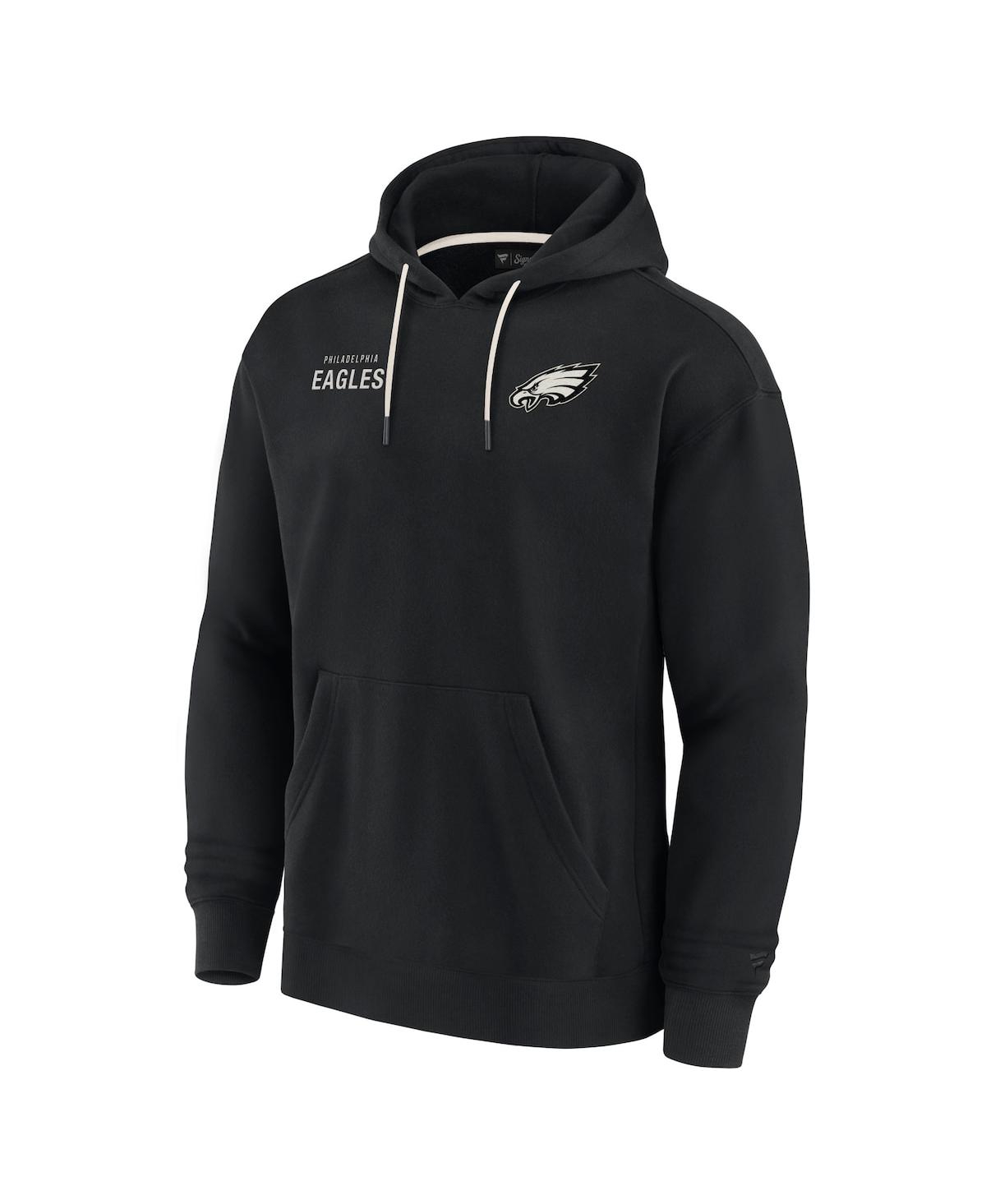 Fanatics Signature Men's And Women's  Black Philadelphia Eagles Super Soft Fleece Pullover Hoodie In Black