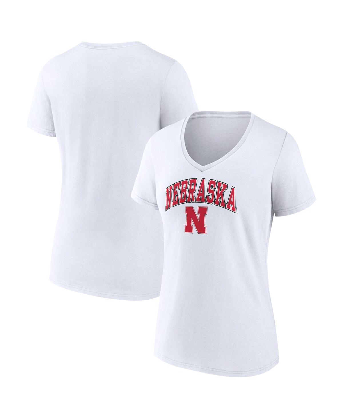 Fanatics Women's  White Nebraska Huskers Evergreen Campus V-neck T-shirt