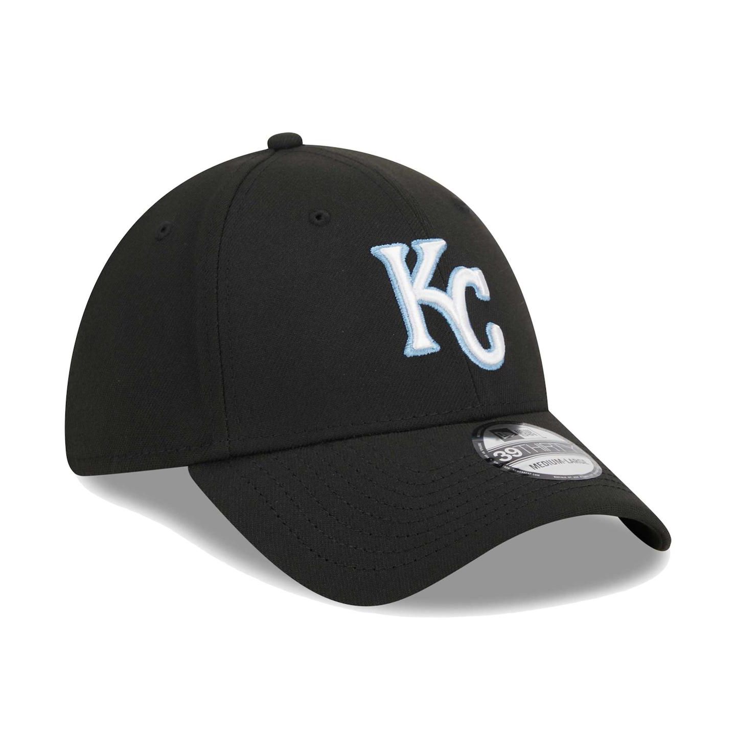 Мужская кепка New Era Black Kansas City Royals Logo 39THIRTY Flex Hat — фото 4