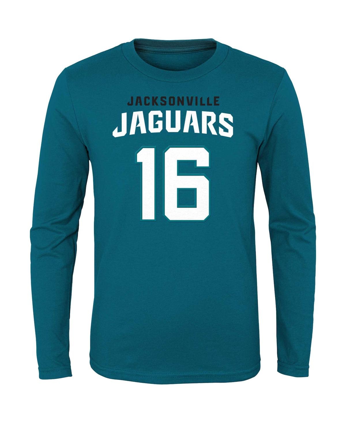 Outerstuff Big Boys Trevor Lawrence Teal Jacksonville Jaguars Mainliner Player Name And Number Long Sleeve T-sh In Teal