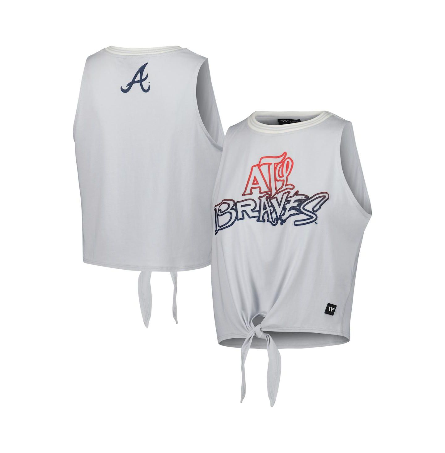 Женский топ The Wild Collective Gray Atlanta Braves Twisted Tie Front — фото 1