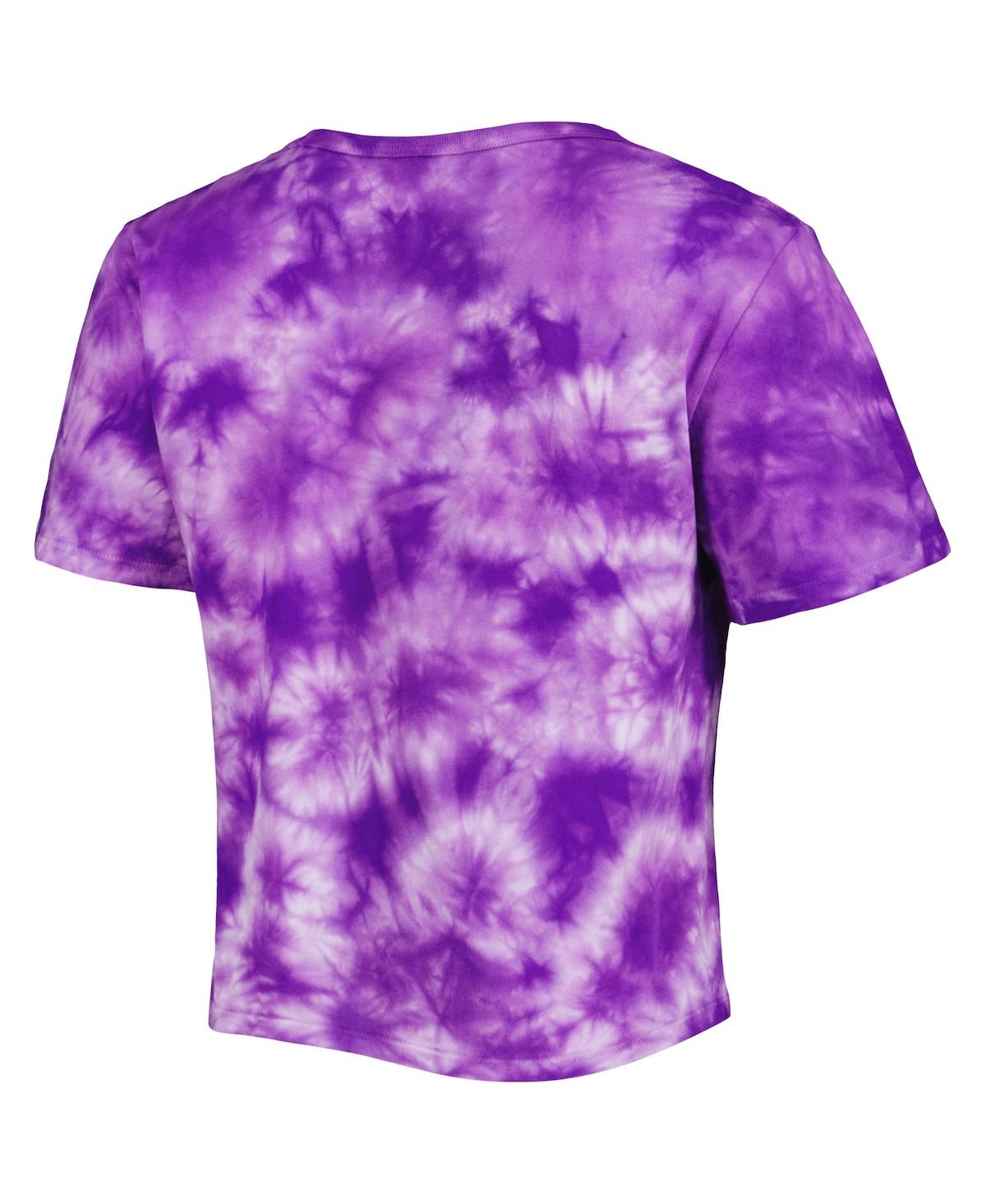 Shop Zoozatz Women's  Purple Lsu Tigers Cloud-dye Cropped T-shirt