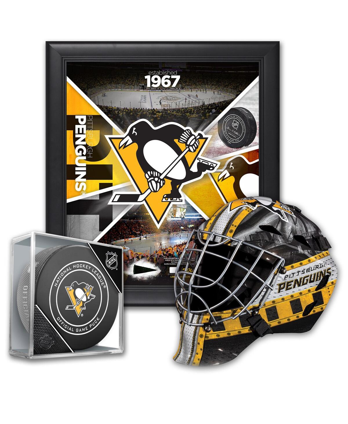 Pittsburgh Penguins Ultimate Fan Collectibles Bundle - Includes Team Impact 15" x 17" Frame Mini Goalie Mask and Official Game Puck - Multi