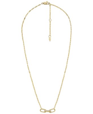 Fossil Heritage D-Link Gold-Tone Stainless Steel Chain Necklace - Macy's