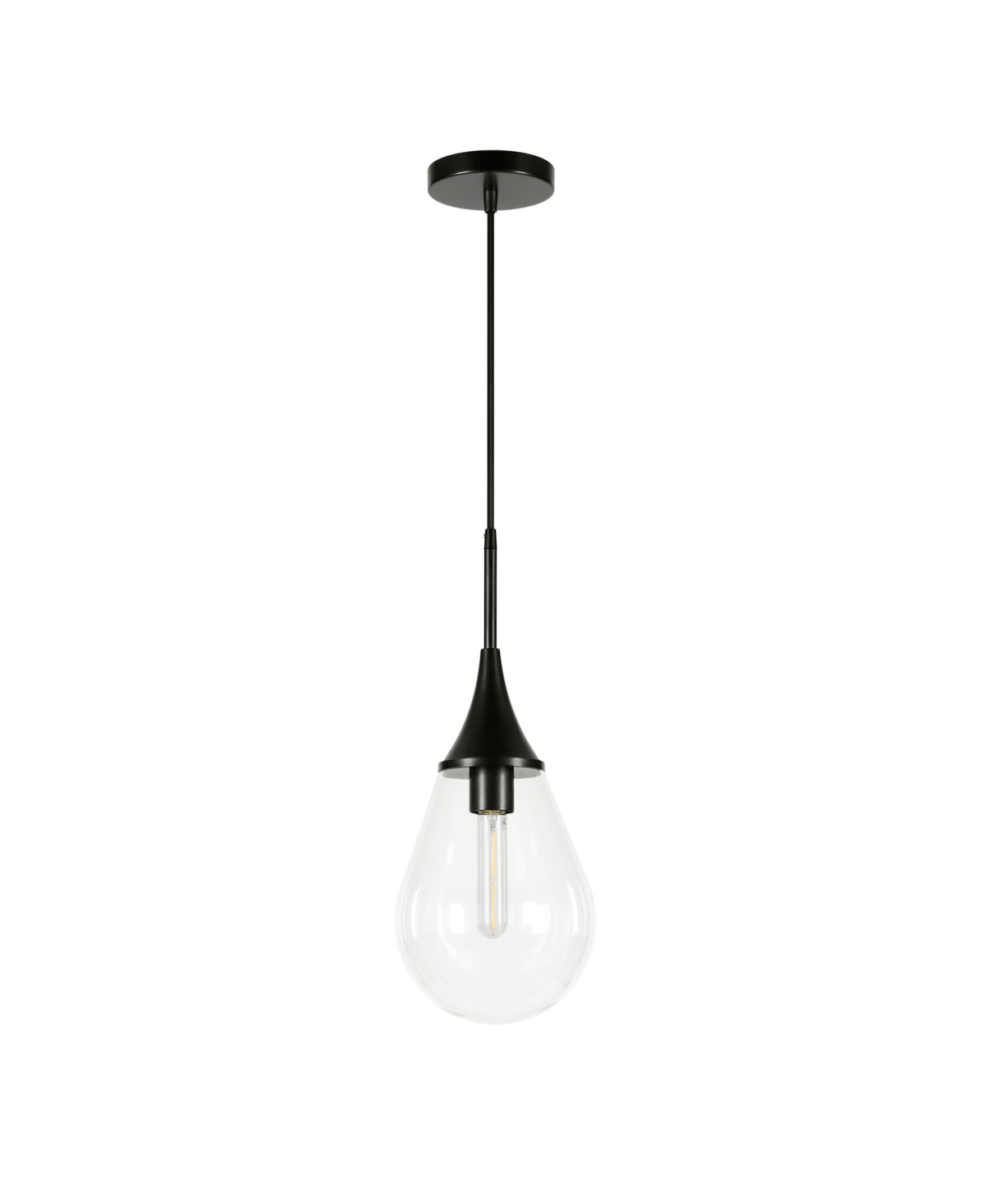Hudson & Canal Ambrose 7.63" Glass Shade Wide Pendant In Blackened Steel