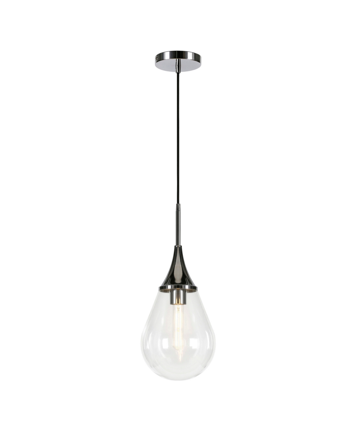 Hudson & Canal Ambrose 7.63" Glass Shade Wide Pendant In Polished Nickel