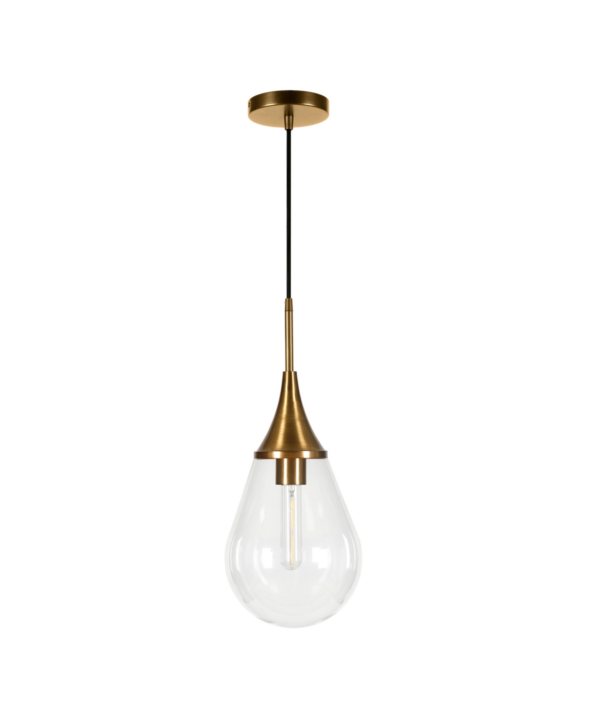 Hudson & Canal Ambrose 7.63" Glass Shade Wide Pendant In Brass