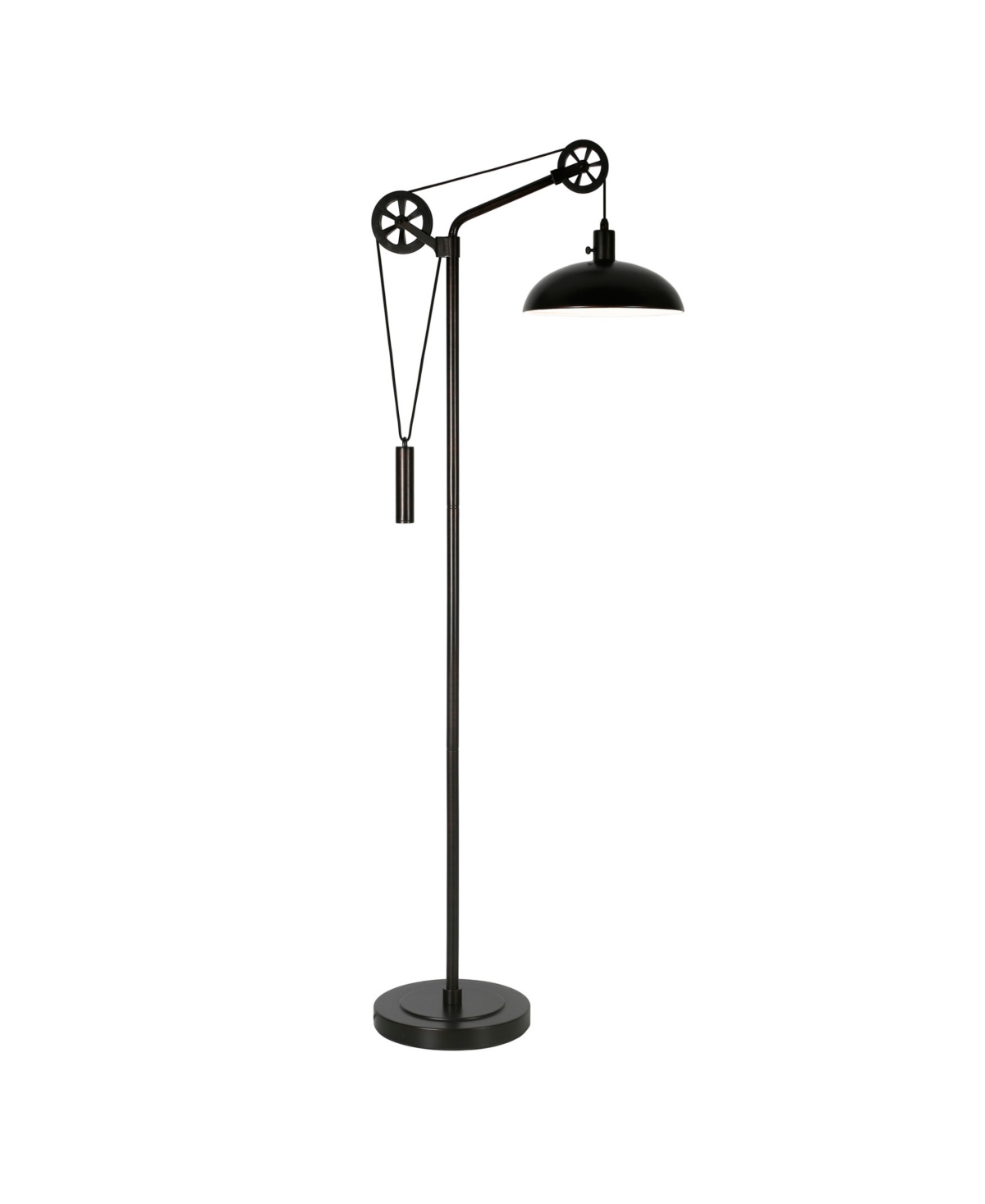 Hudson & Canal Neo Metal Shade Spoke Wheel Pulley System Floor Lamp