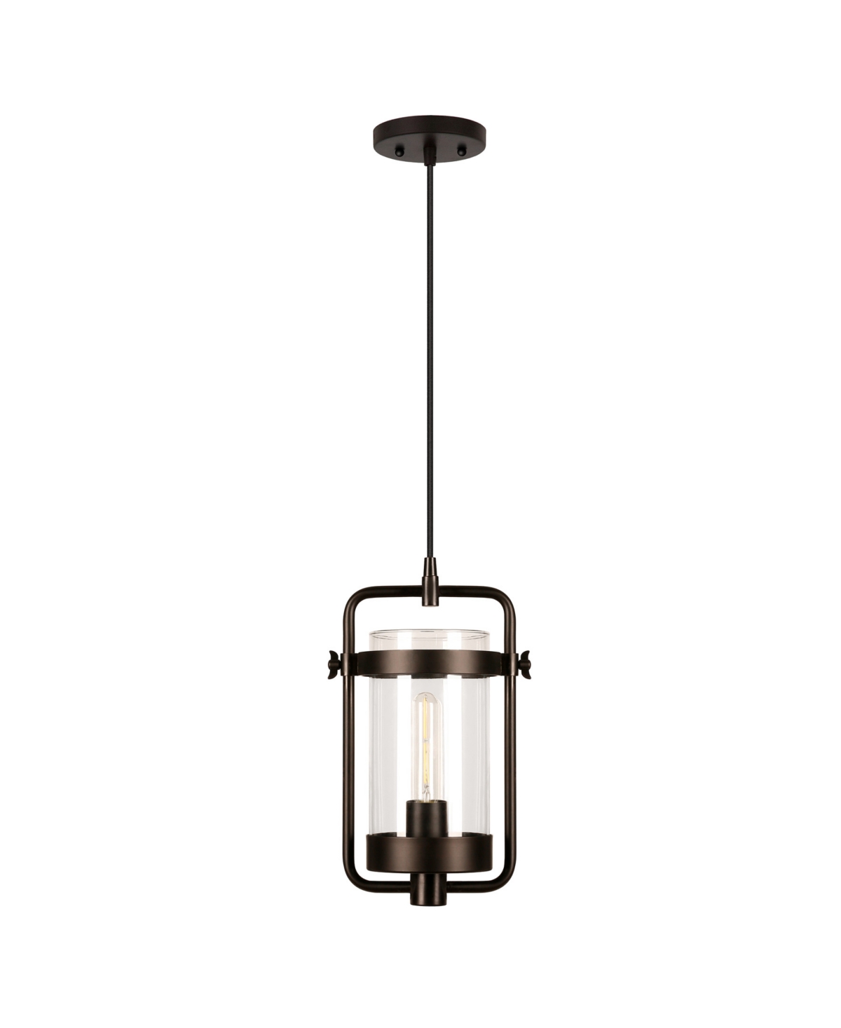 Hudson & Canal Orion 11" Glass Shade Wide Industrial Pendant In Blackened Bronze