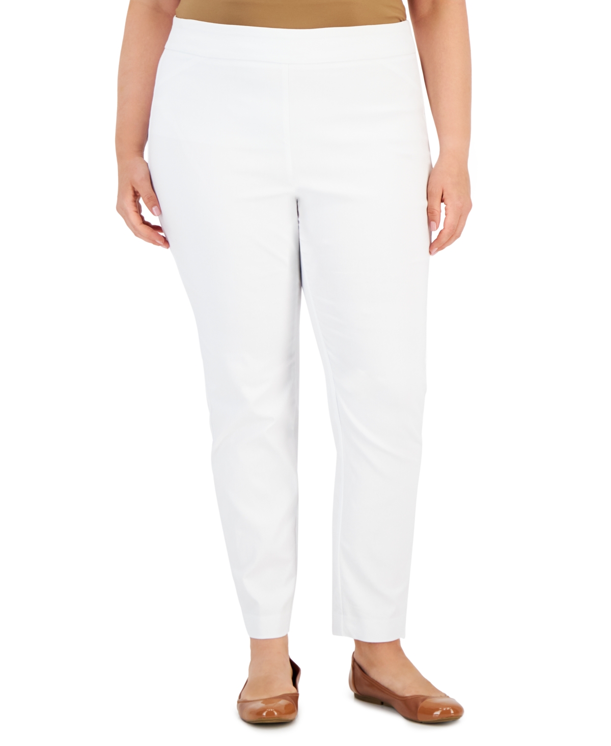 Plus Size Pull-On Cambridge Pants, Created for Macy's - Bright White