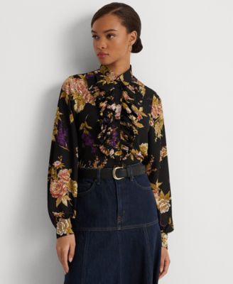 Lauren Ralph Lauren - Women's Floral Ruffle-Trim Georgette Shirt