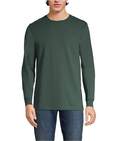 Мужская футболка Lands' End Super-T Long Sleeve, цвет: Глубокий зелёный