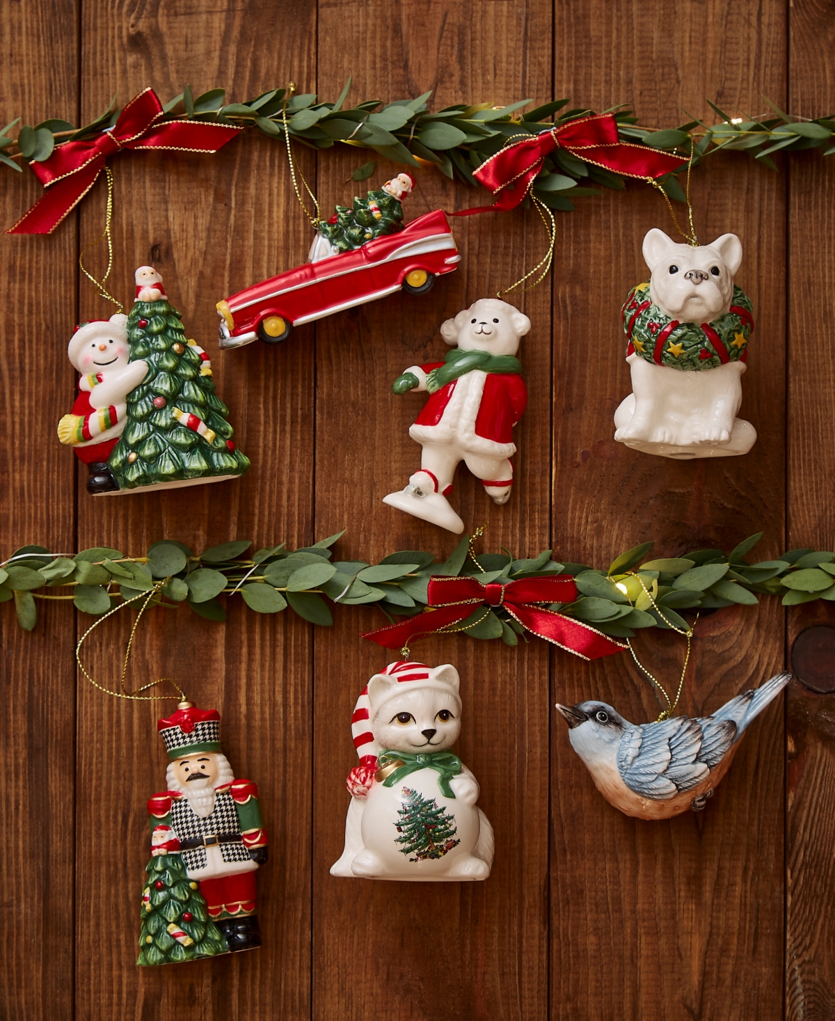 Spode Christmas Tree Nuthatch Ornament In Green