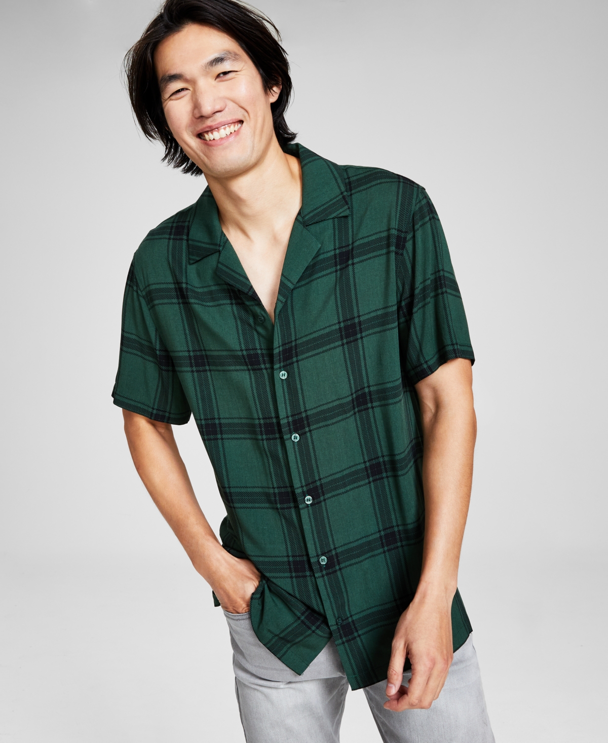 And Now This Men's Resort Camp Collar Short-sleeve Shirt, Created For Macy's In Sycamore Plaid