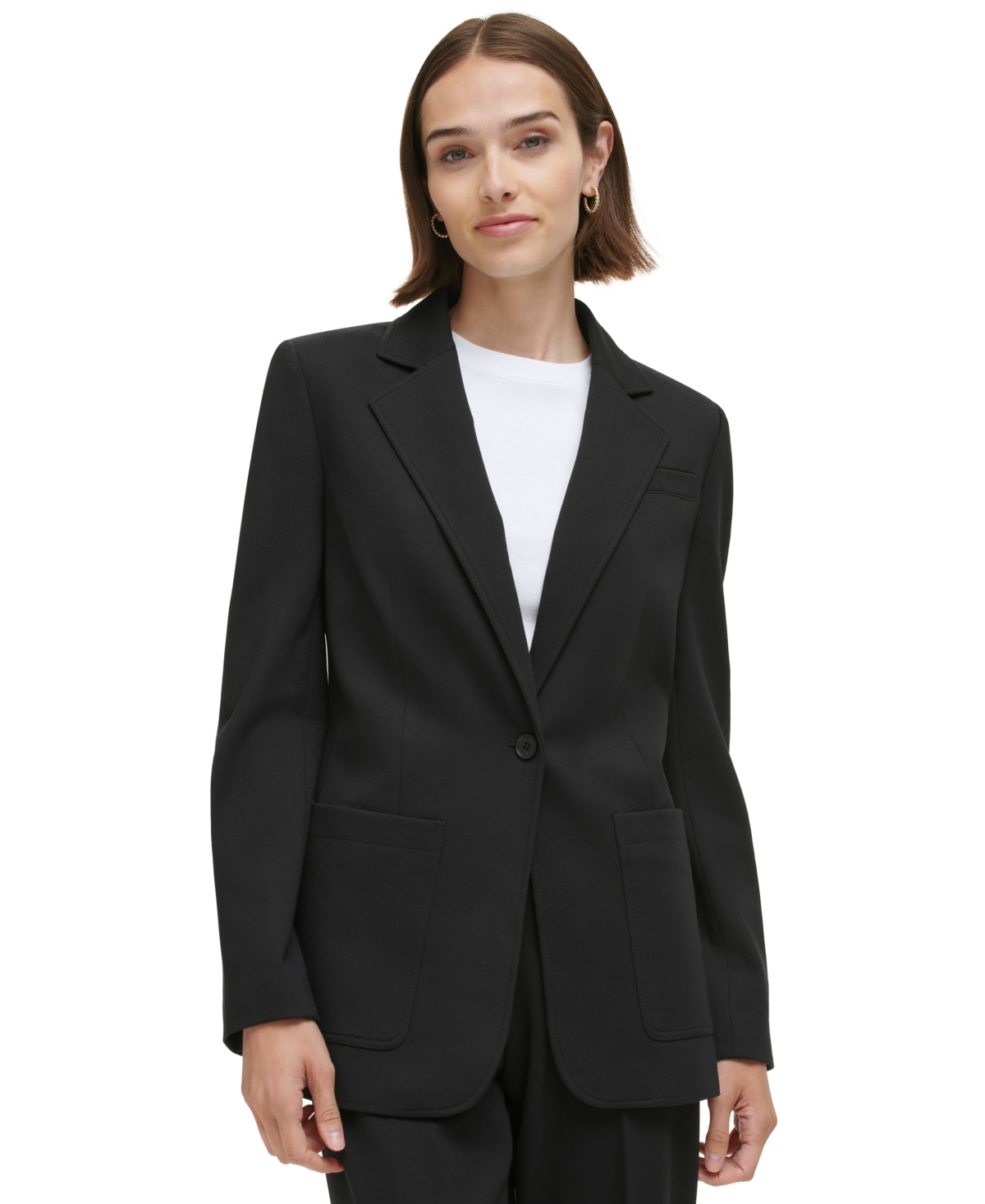 Calvin Klein Women's Classic One-button Blazer In Black