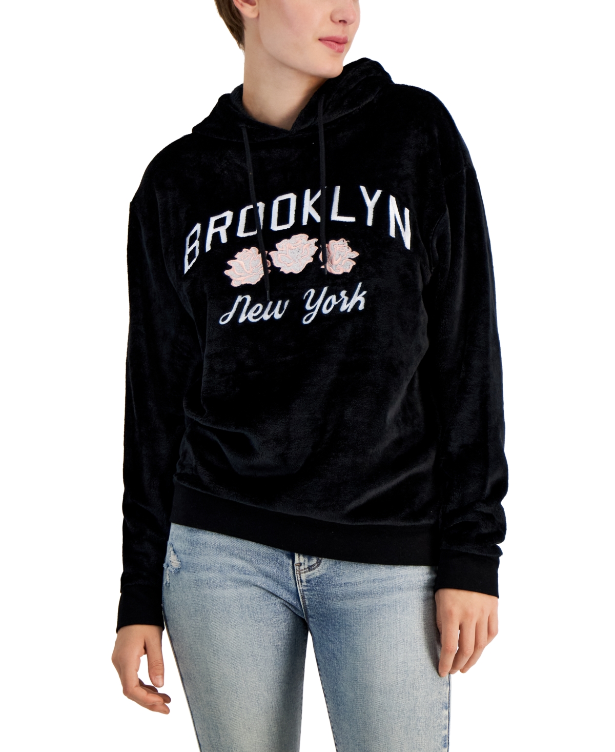 Love Tribe Juniors Embroidered Fleece Hoodie In Black ModeSens