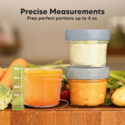 6pk Prep Baby Food Storage Containers, 4 oz Leak-Proof, BPA Free Glass Baby Food Jars for Feeding
