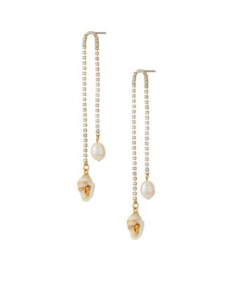 Shell and Freshwater Pearl Vacation 18K Gold Plated Dangle Earrings
