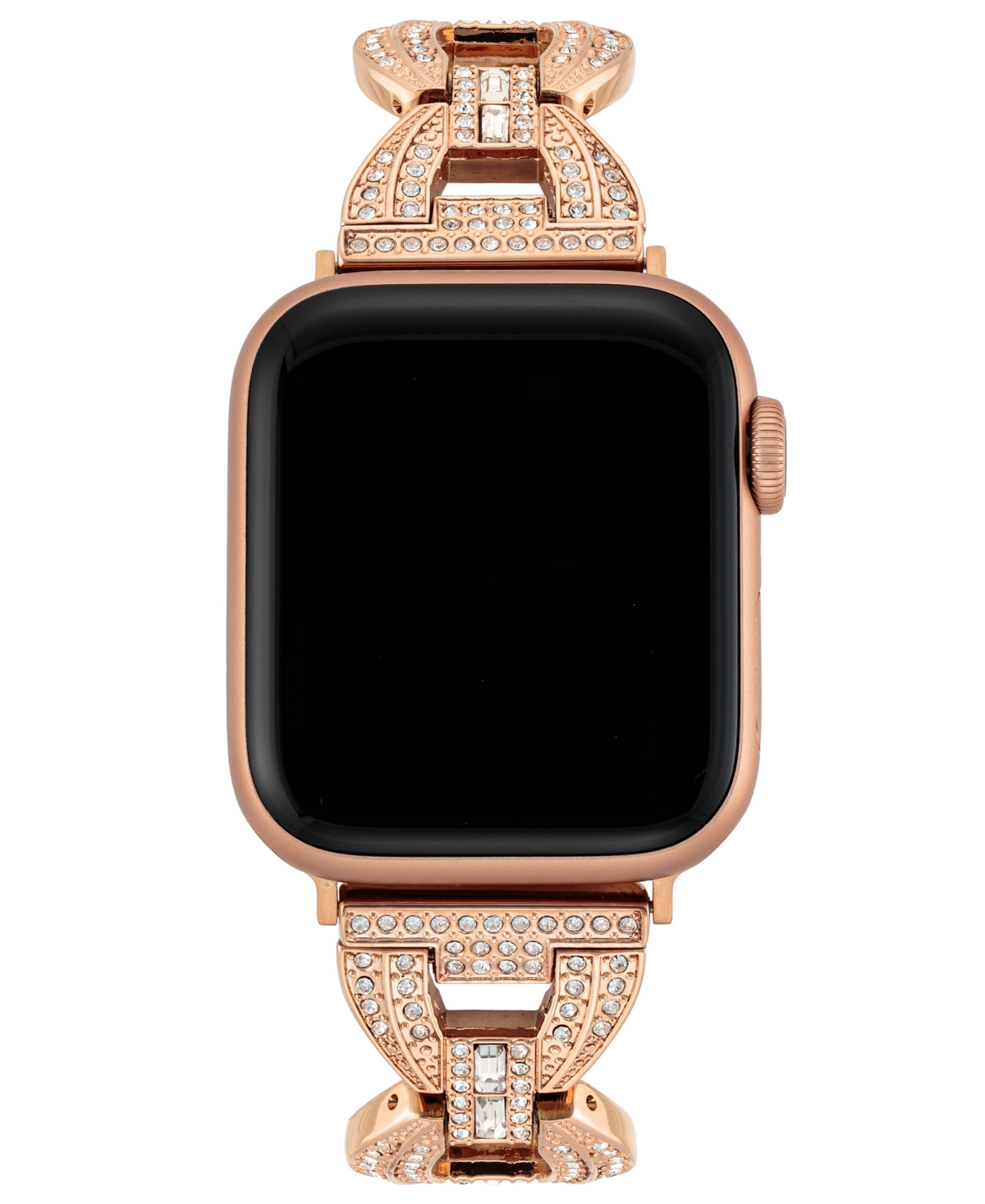 Anne Klein Women's Premium Crystal Round Link Bracelet designed for Apple Watch 42mm (Series 1-3 only) & 44/45/46/49mm (Ultra & Ultra 2) - Rose Gold-T