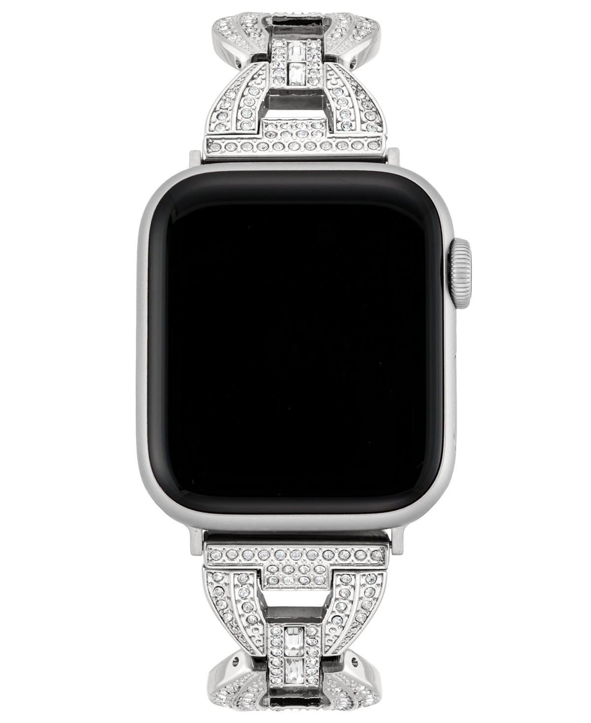 Anne Klein Women's Alloy With Crystals Open Link Bracelet Compatible With 38/40/41mm Apple Watch In Silver-tone