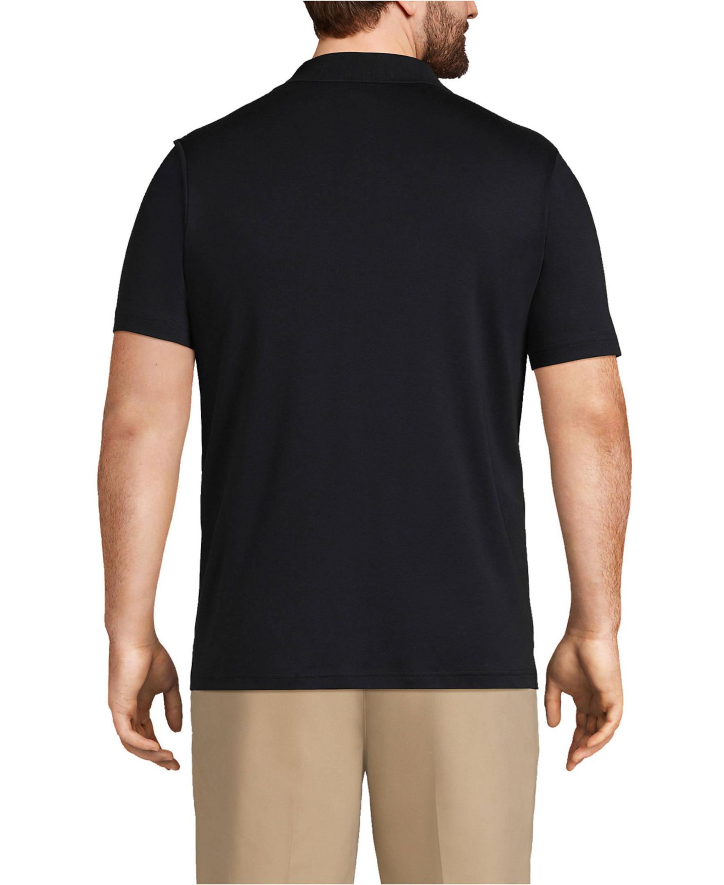 Мужское поло Lands' End Big & Tall Short Sleeve Cotton Supima Polo Shirt with Pocket, цвет: Чёрный — фото 2