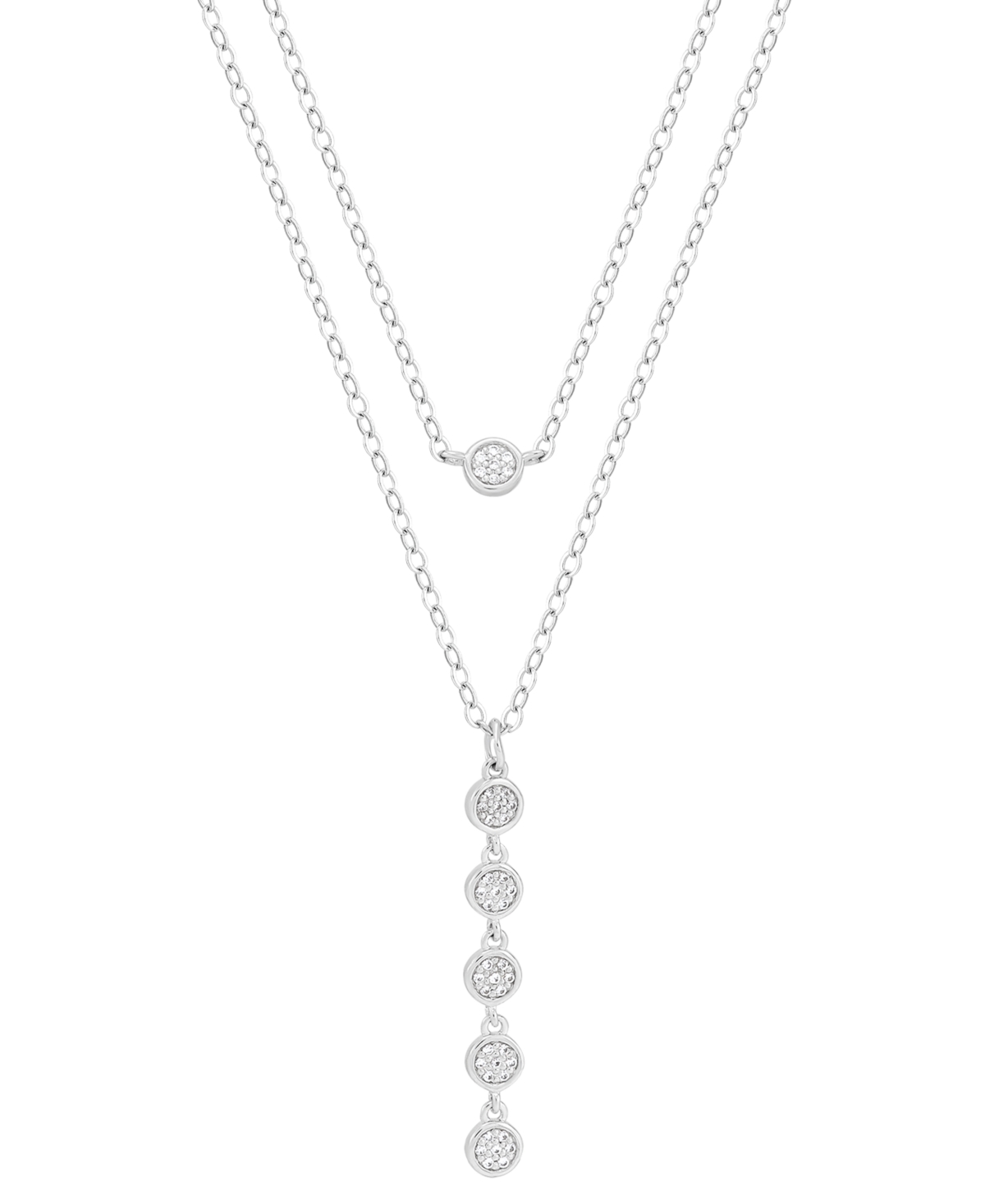 Macy's Diamond Cluster Layered Necklace (1/10 Ct. T.w.) In Sterling Silver, 16" + 2" Extender