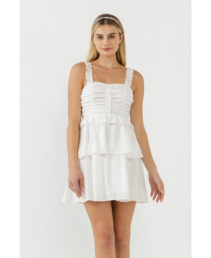 endless rose Women's Corset Ruched Tiered Mini dress - Macy's