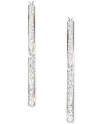 Crystal Pav&eacute; Click Top Medium Hoop Earrings, 2"