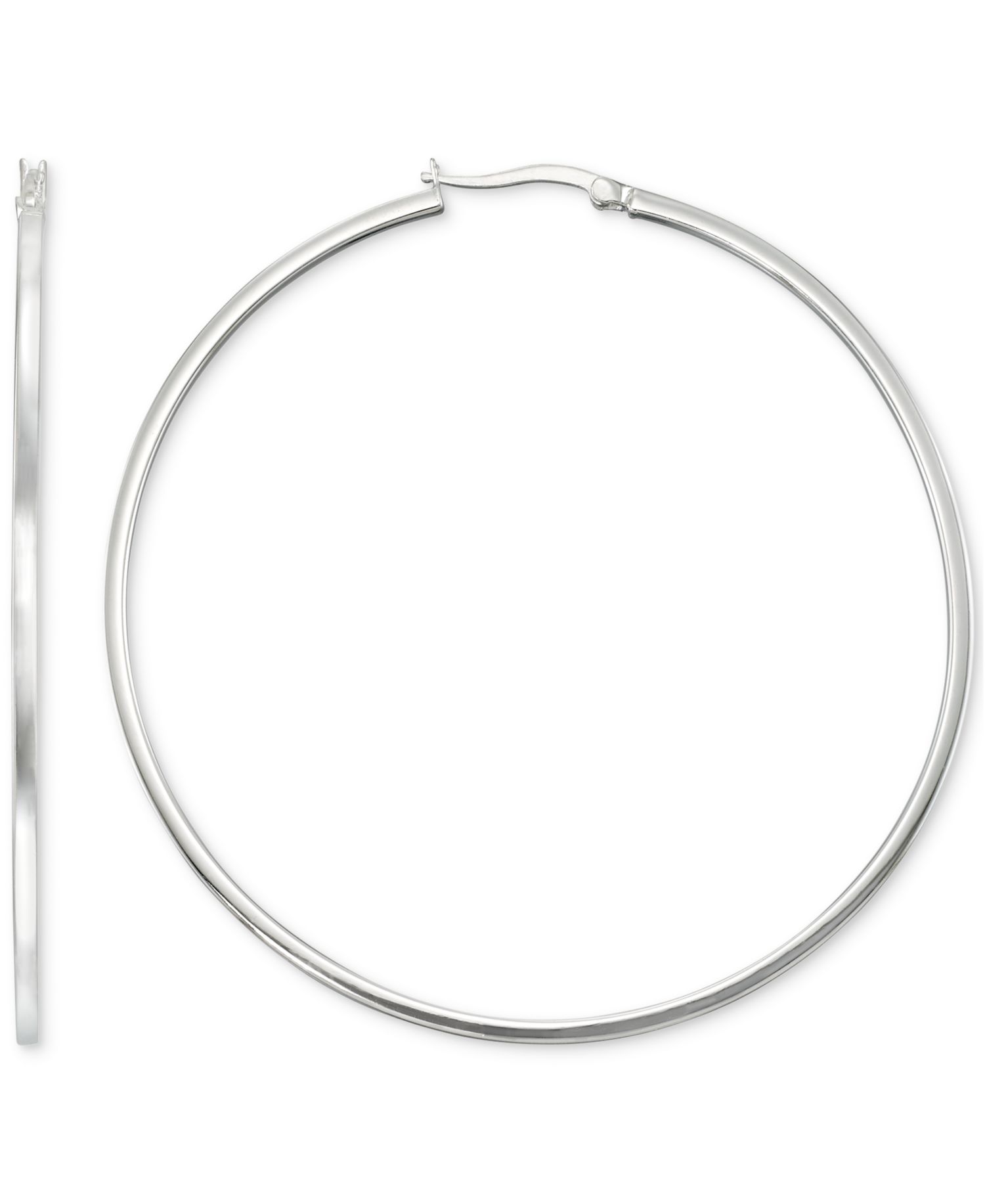 Square Tube Hoop Earrings in 14k Gold Vermeil, 60mm (Also in Sterling Silver)