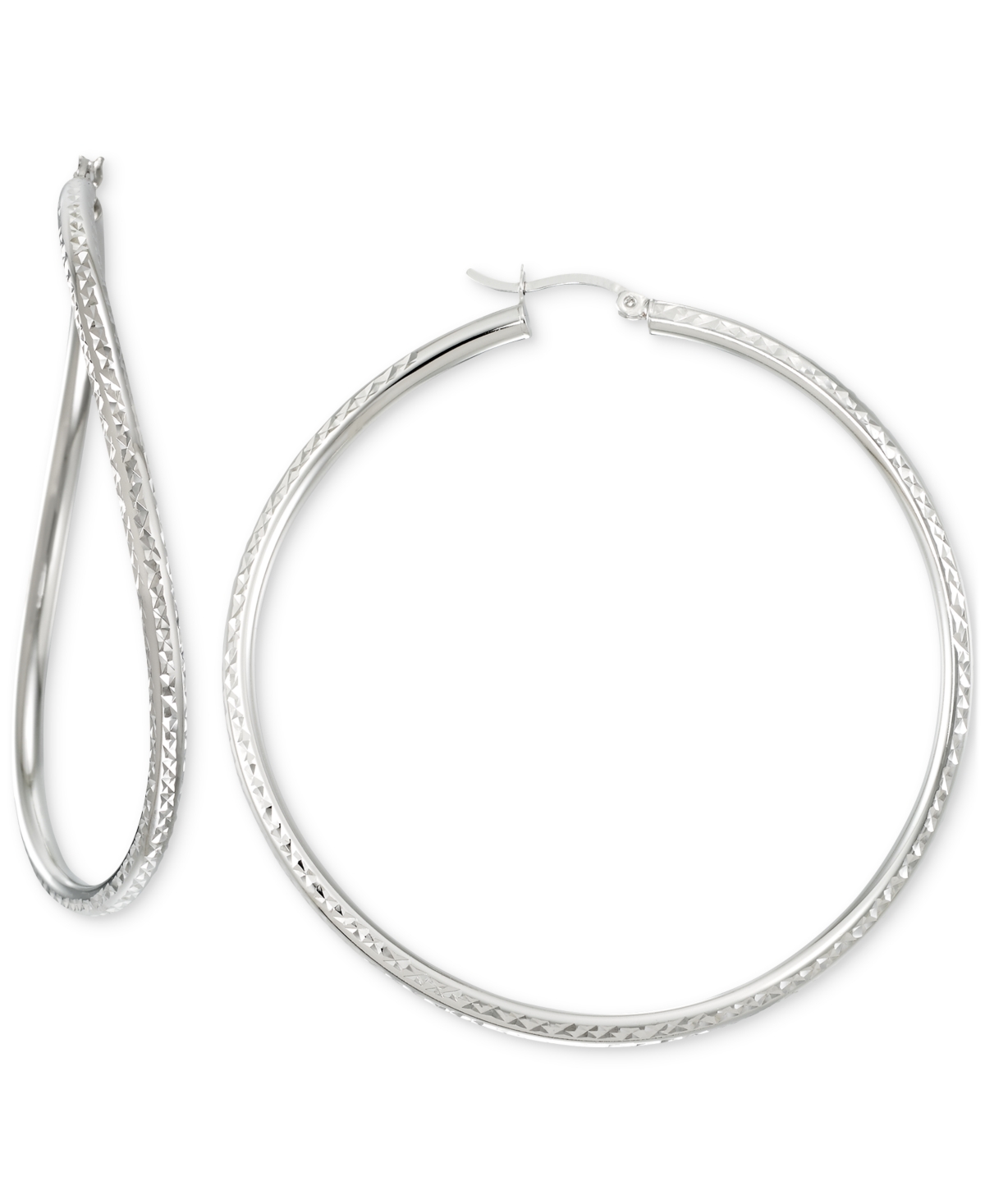 Wavy Round Hoop Earrings in 14k Gold Over Sterling 2-3/8