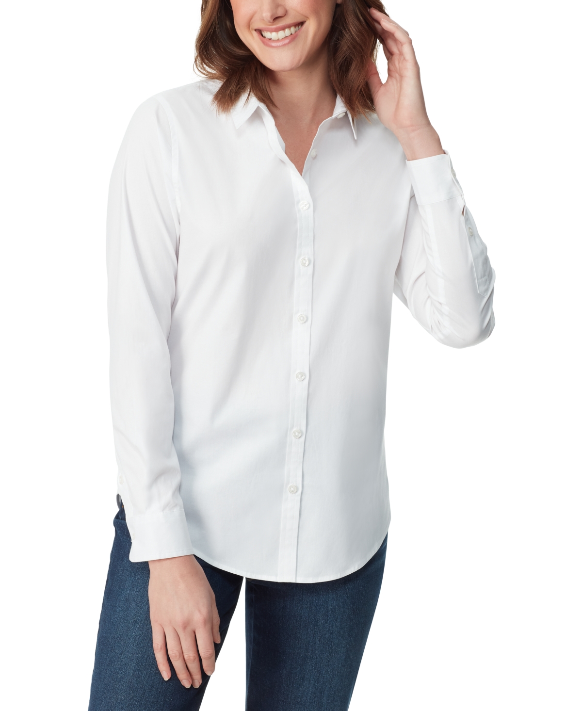 Women's Amanda Long-Sleeve Fitted Shirt - Vintage White Polka Dot