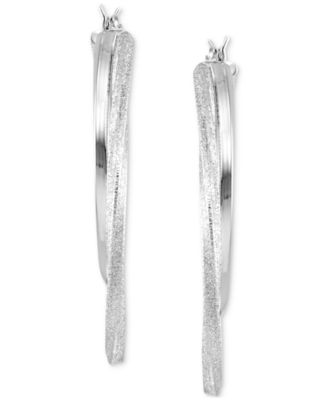 Double Medium Hoop Earrings in 14k Two-Tone Gold-Plated Sterling Silver, 40mm